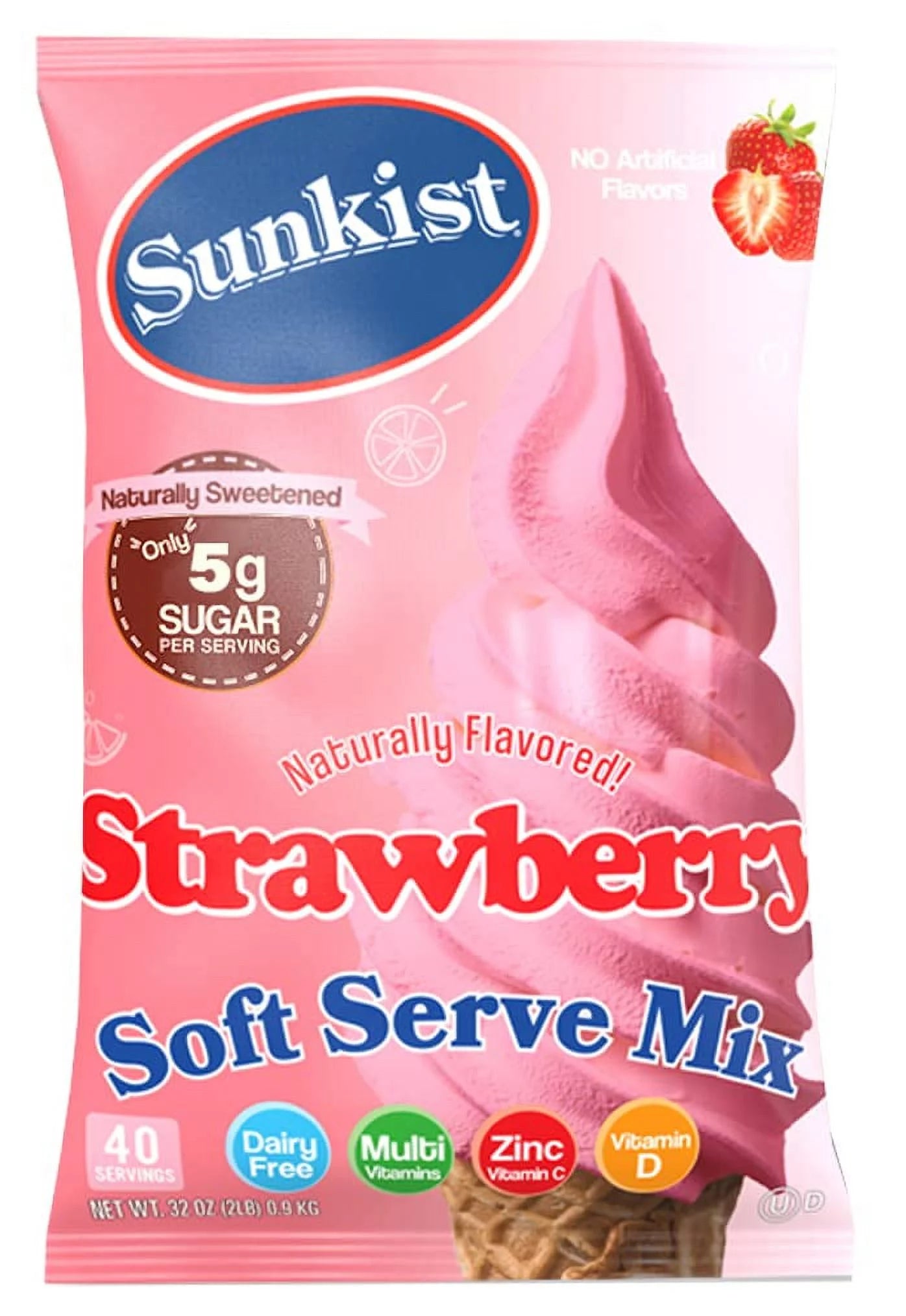 Strawberry Dry Soft Serve Ice Cream Mix 2LB Pack X20475
