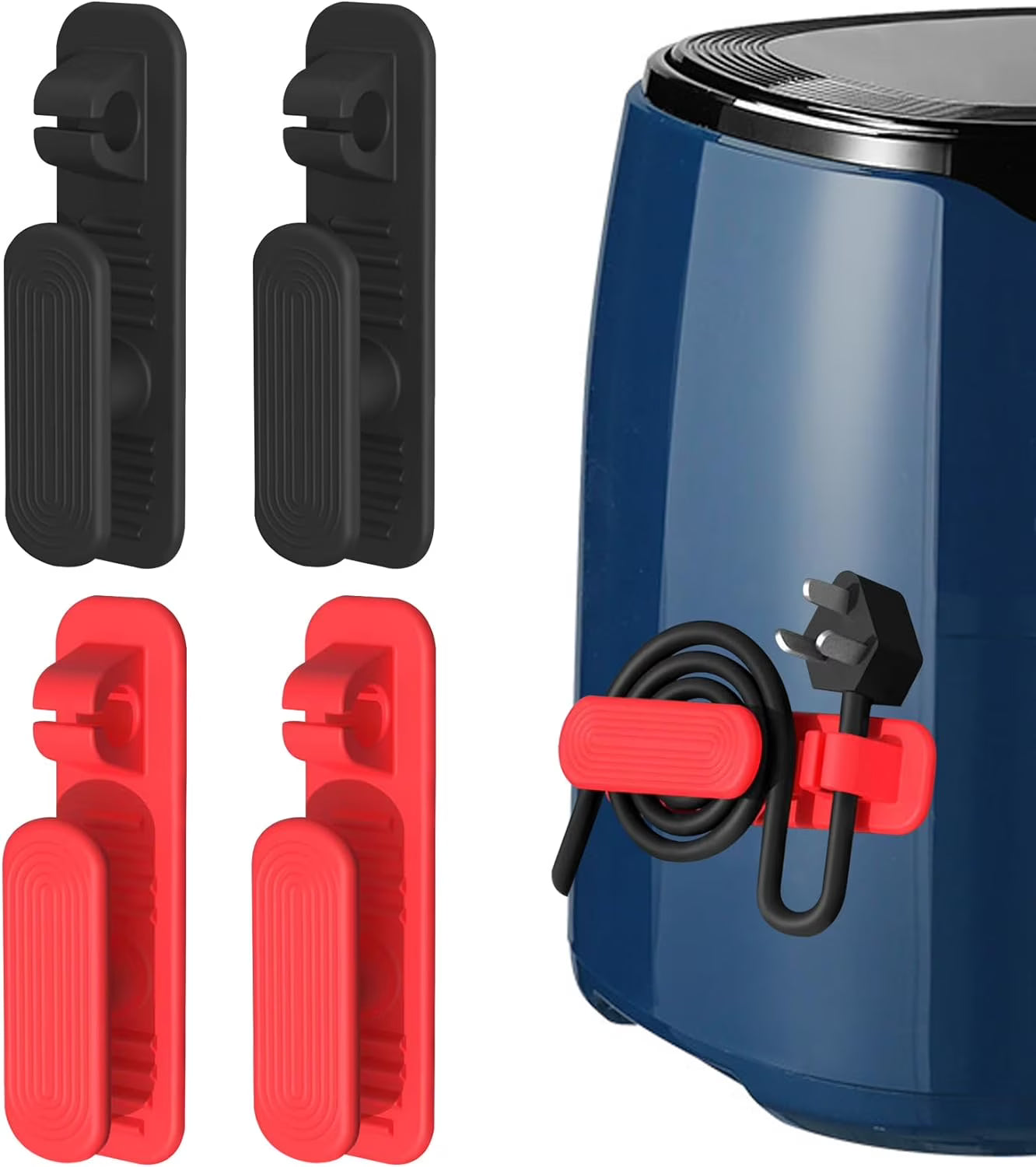 Black+Red 4pack Adhesive Cord Wrapper U356