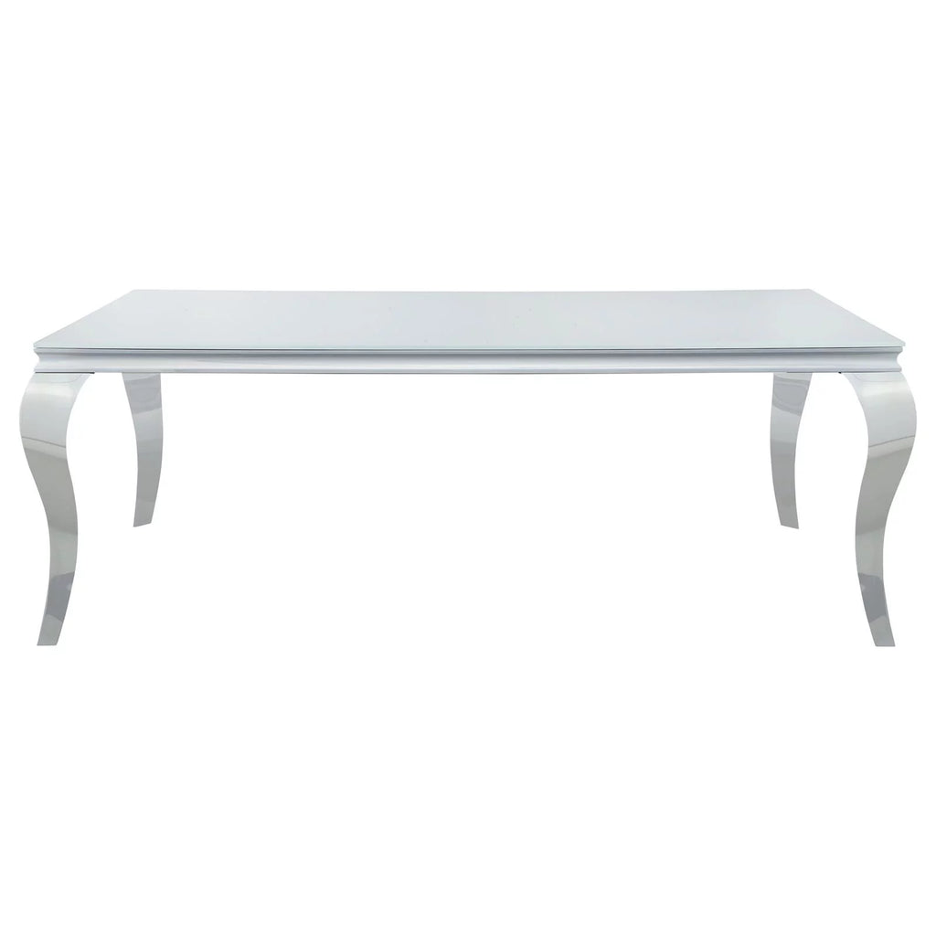 Rectangular Glass Top Dining Table White and Chrome N632253