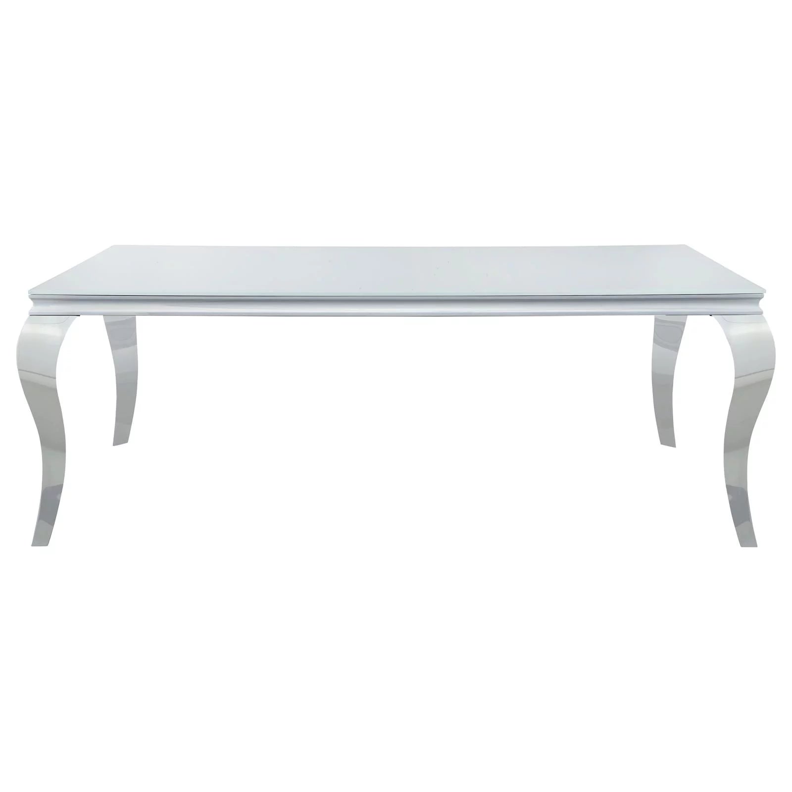 Rectangular Glass Top Dining Table White and Chrome N632253