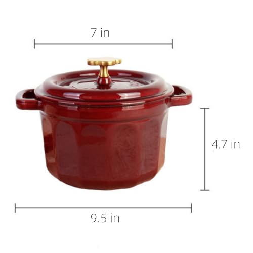 2QT Red Enamel Coated Cast Iron Dutch Oven E99081