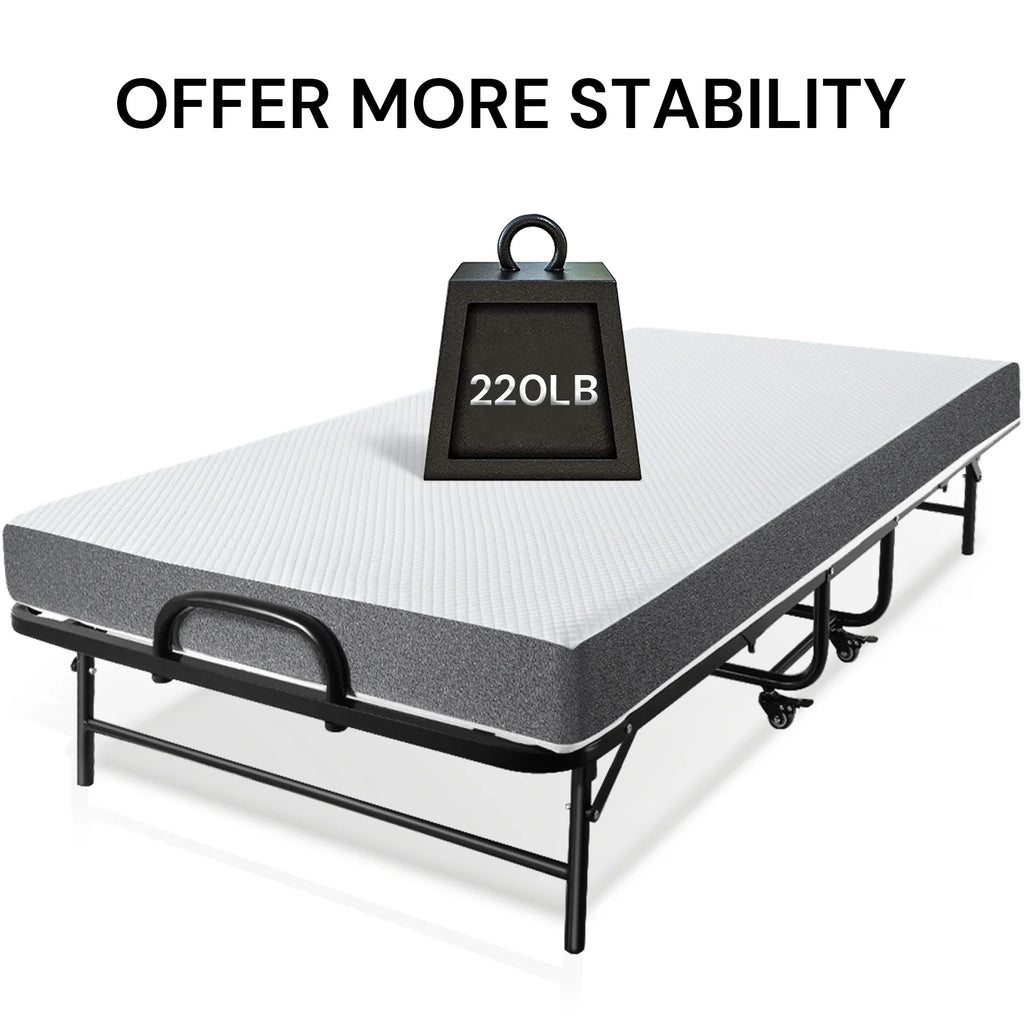 Folding Bed with 5" Memory Foam Mattress, Metal Frame O23123