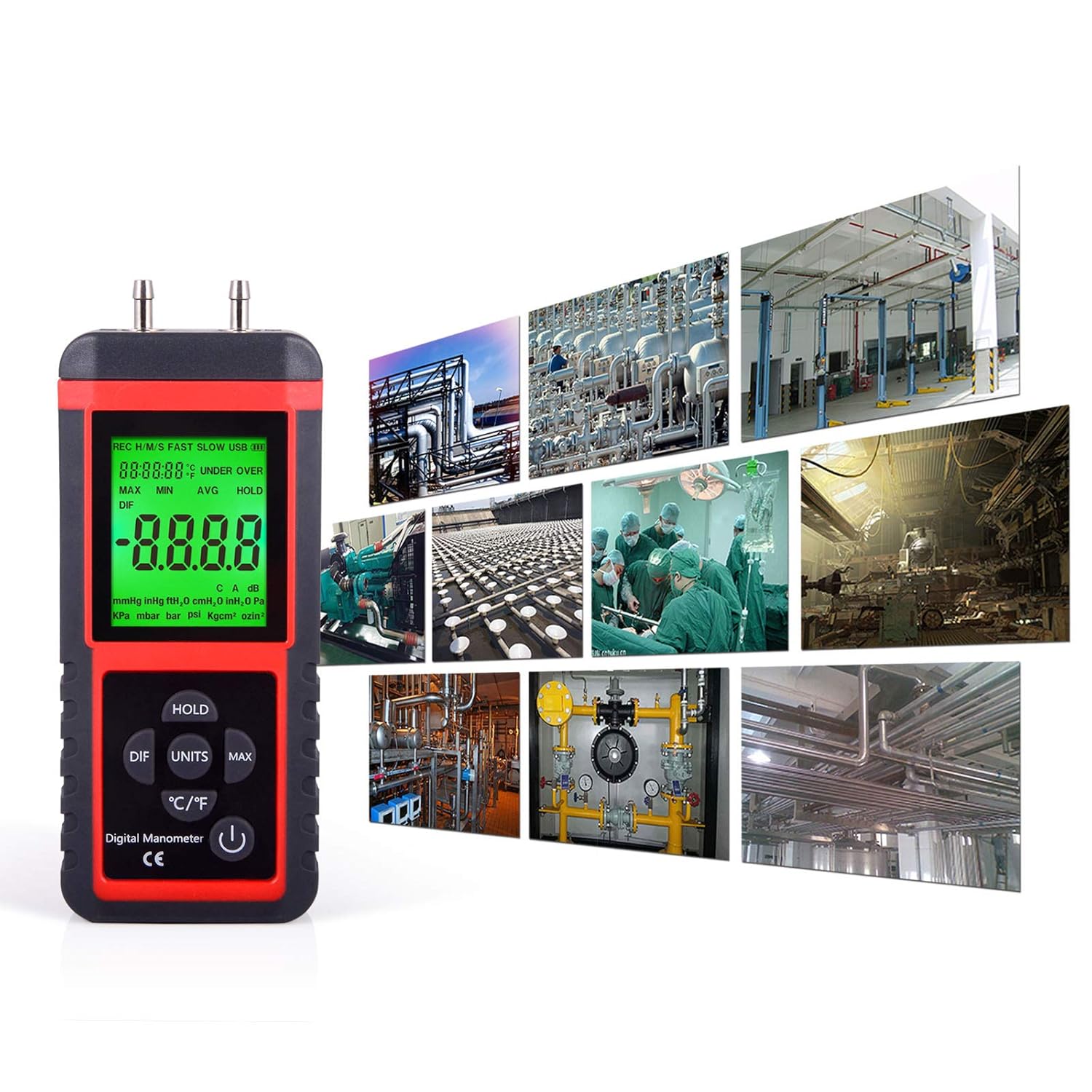 Digital Air Pressure Meter Differential Pressure Gauge D345503