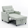 Green Leather 3-in-1 Pull Out Sleeper Chair Bed with USB Ports X471
