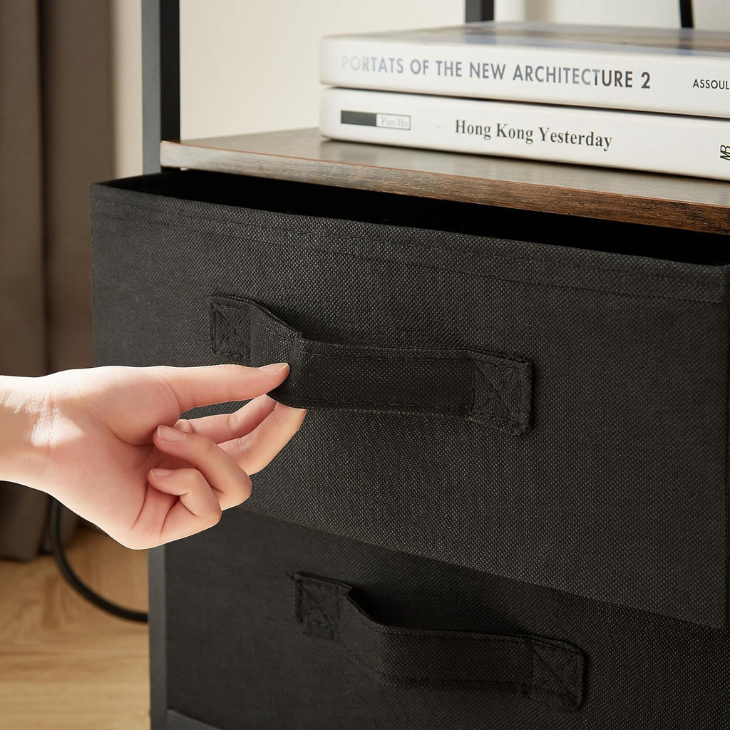 2 Drawer End Table with USB Port and Outlet D29956