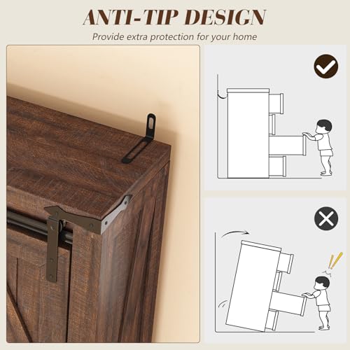 68" Tall Over The Toilet Storage Cabinet with Sliding Barn Door and Adjustable Shelves X463971