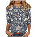 Womens 3/4 Length Sleeve Button Down Loose Fit Blouse D496144