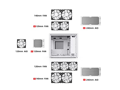 White Mini Micro ATX Tower Computer Case, Aluminum/Steel/Tempered Glass D6179