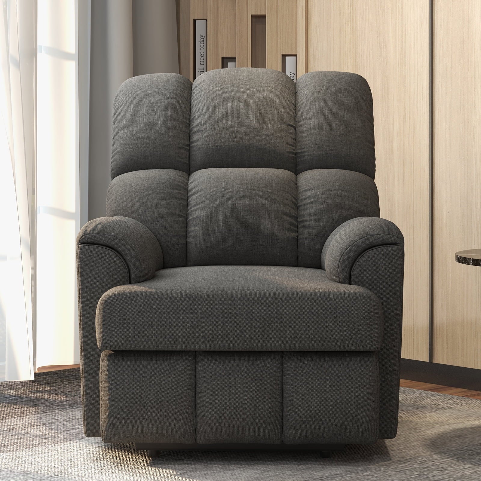 Dark Gray Soft Fabric Rocker Recliner Chair Glider L242