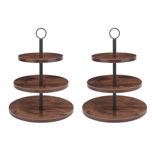 2 Set 3 Tier Cupcake Stand, Wood Veneer Serving Tray, 8"x10"x12" Z403