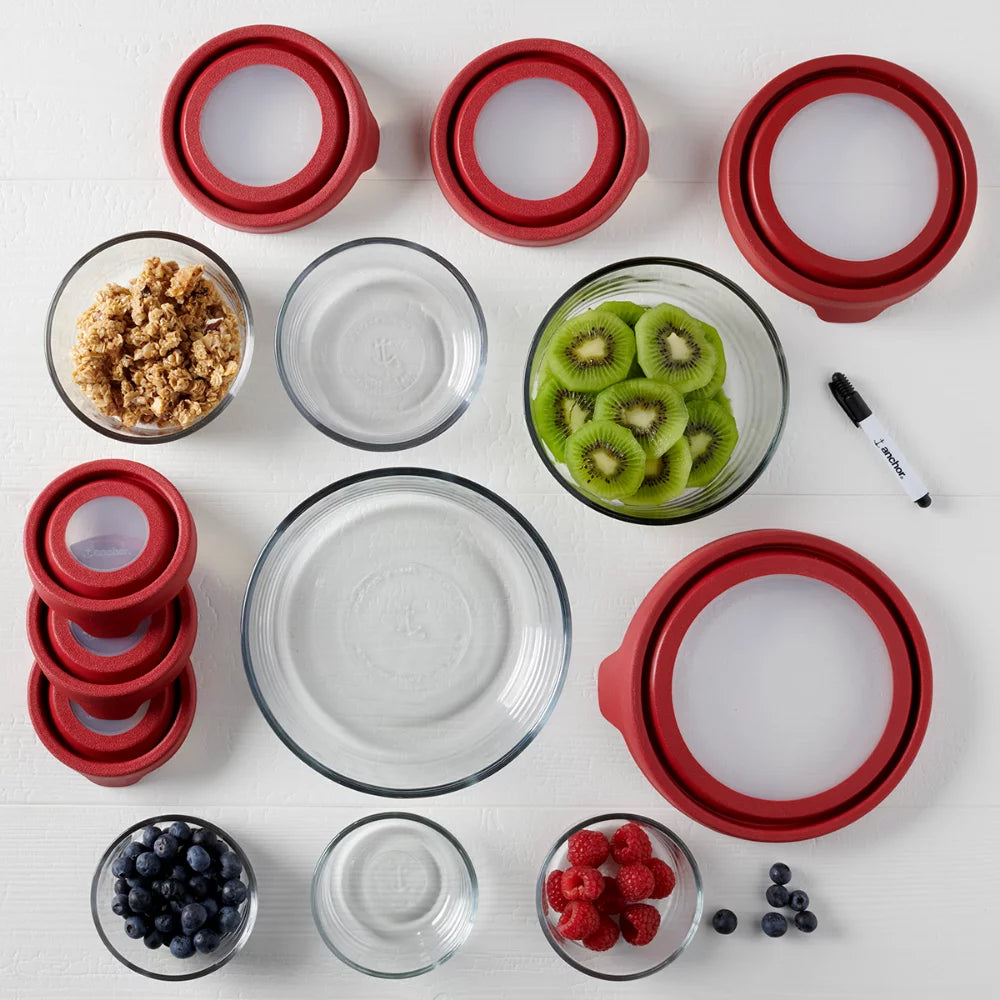 15 Piece Clear Glass Food Storage Containers W4744
