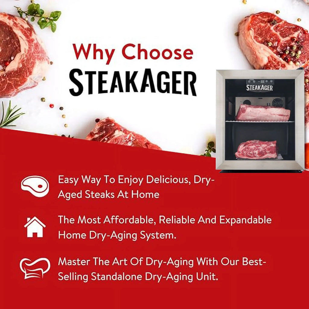 Black and Stainless Steel Home Beef Dry Aging Refrigerator with 20Lbs Capacity H20550