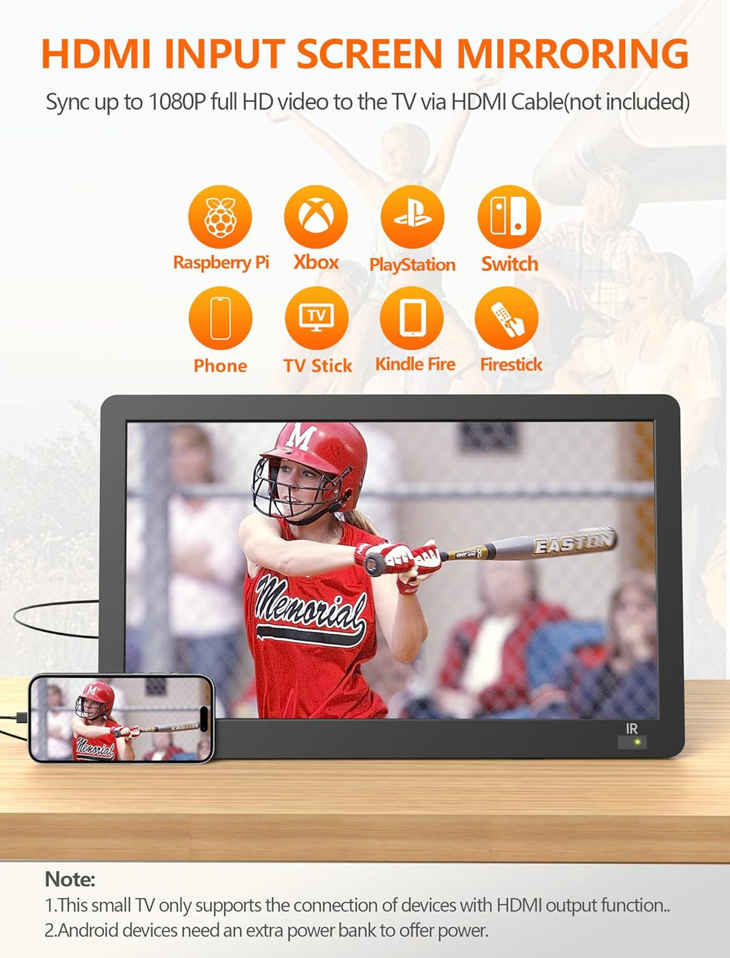 14.2" Portable Mini TV LCD Monitor 1080P with Digital ATSC Tuner W759
