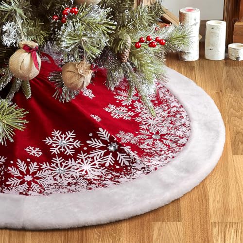 48 Inches Red Velvet Christmas Tree Skirt W87113