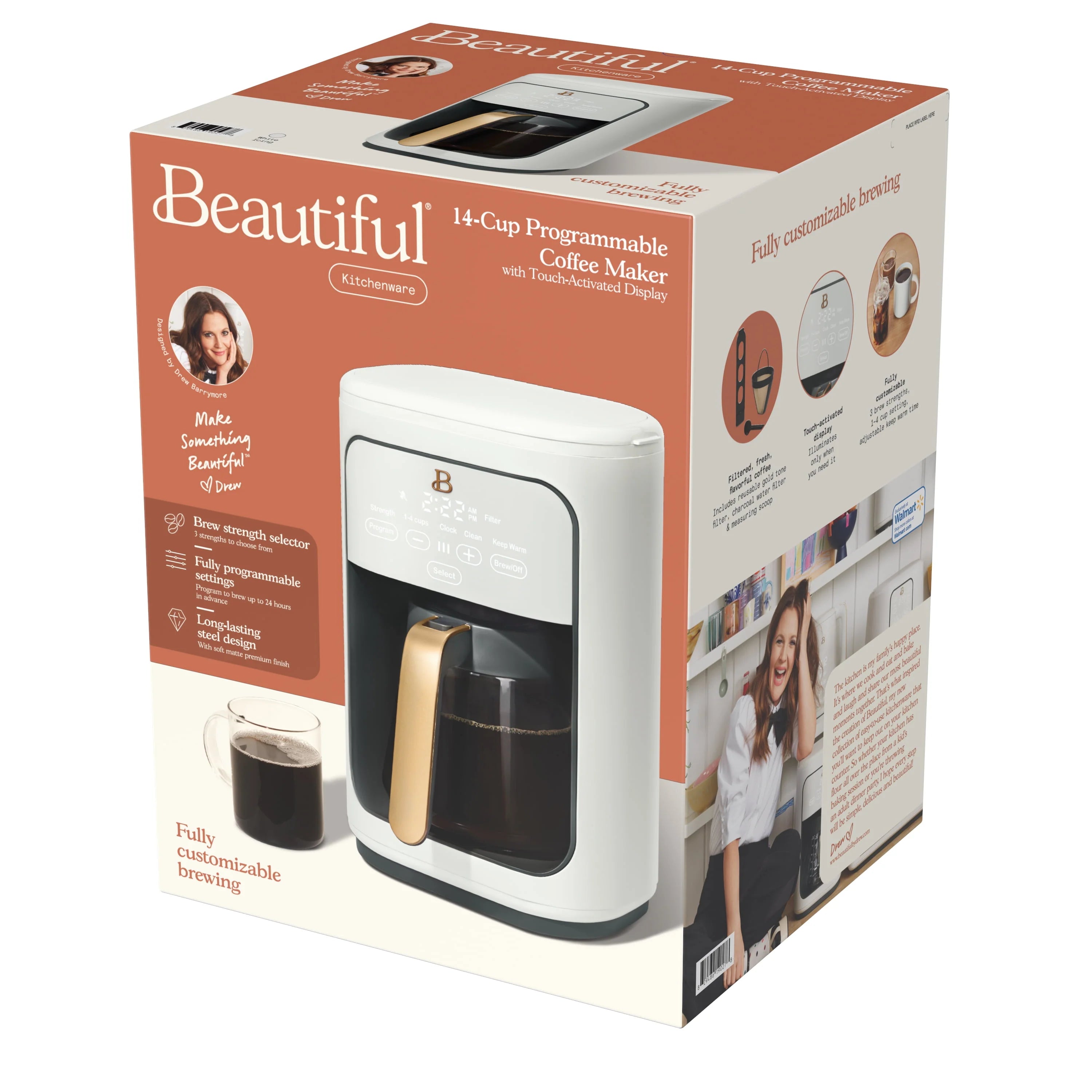 14-Cup Programmable Drip Coffee Maker with Touch-Activated Display, White U491122