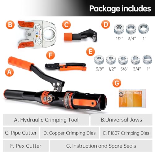 Copper Pipe Crimping Tool with 1/2 inch, 3/4 inch and 1 inch Jaws Z297