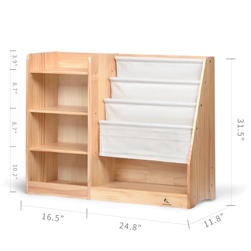 4-Tier Kids Wooden Bookshelf (Natural) H512