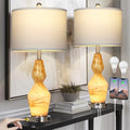 Glass Table Lamps Set of 2 with USB A+C Ports & AC Outlet D640