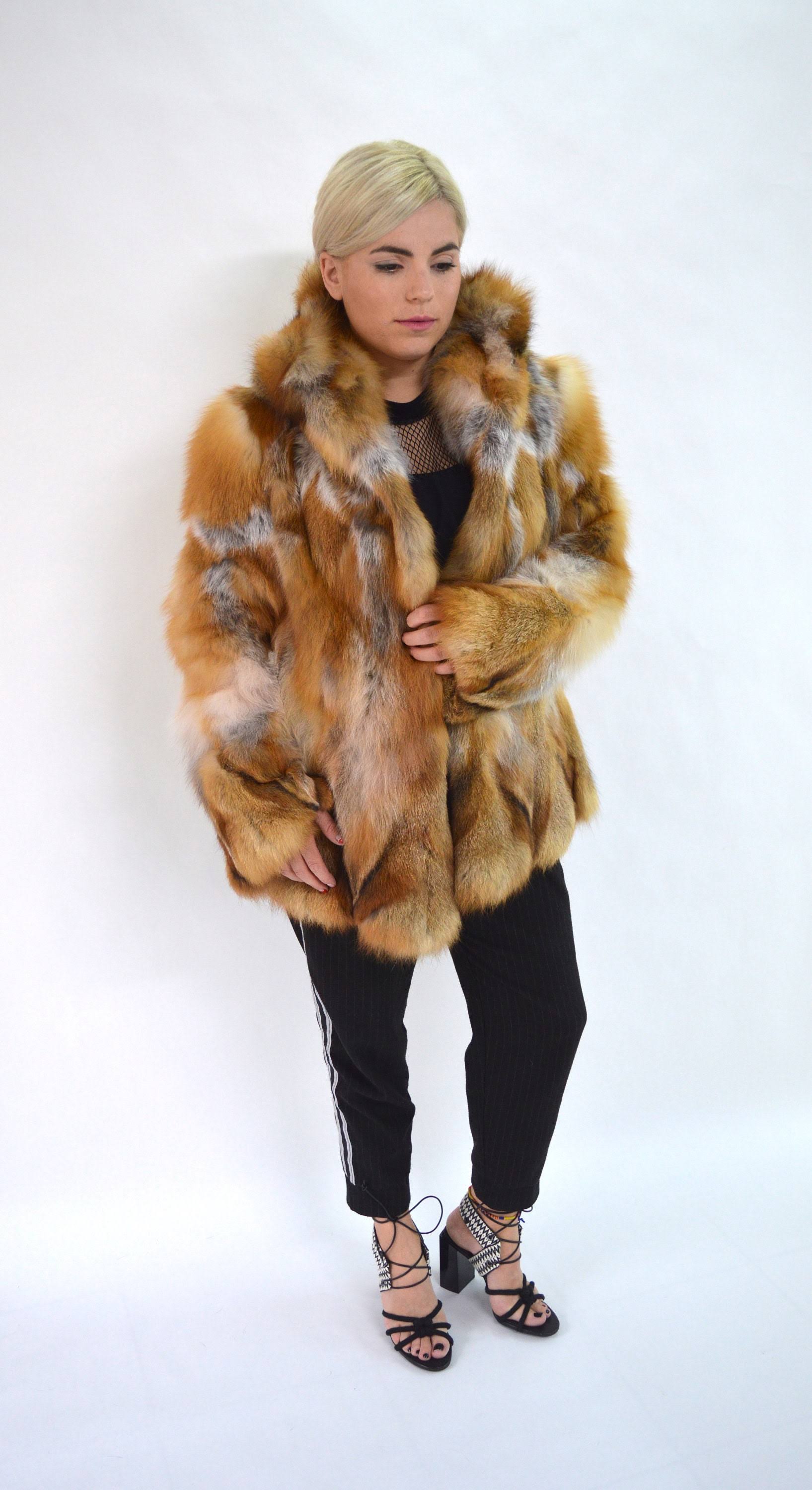 Red Fox Fur Hooded Coat W61614