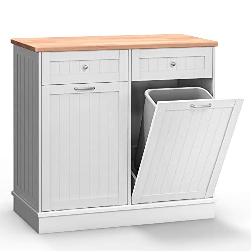 White Tilt Out Trash Cabinet 10 Gallon A75921