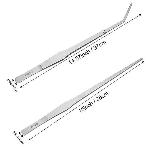 Extra Long 15 inches Stainless Steel Aquarium Tweezers Set Black 2Pcs W66578