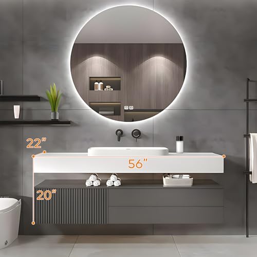 Solid Wood Wall Mounted Bathroom Vanity with Sink and LED Mirror, 36" E255824