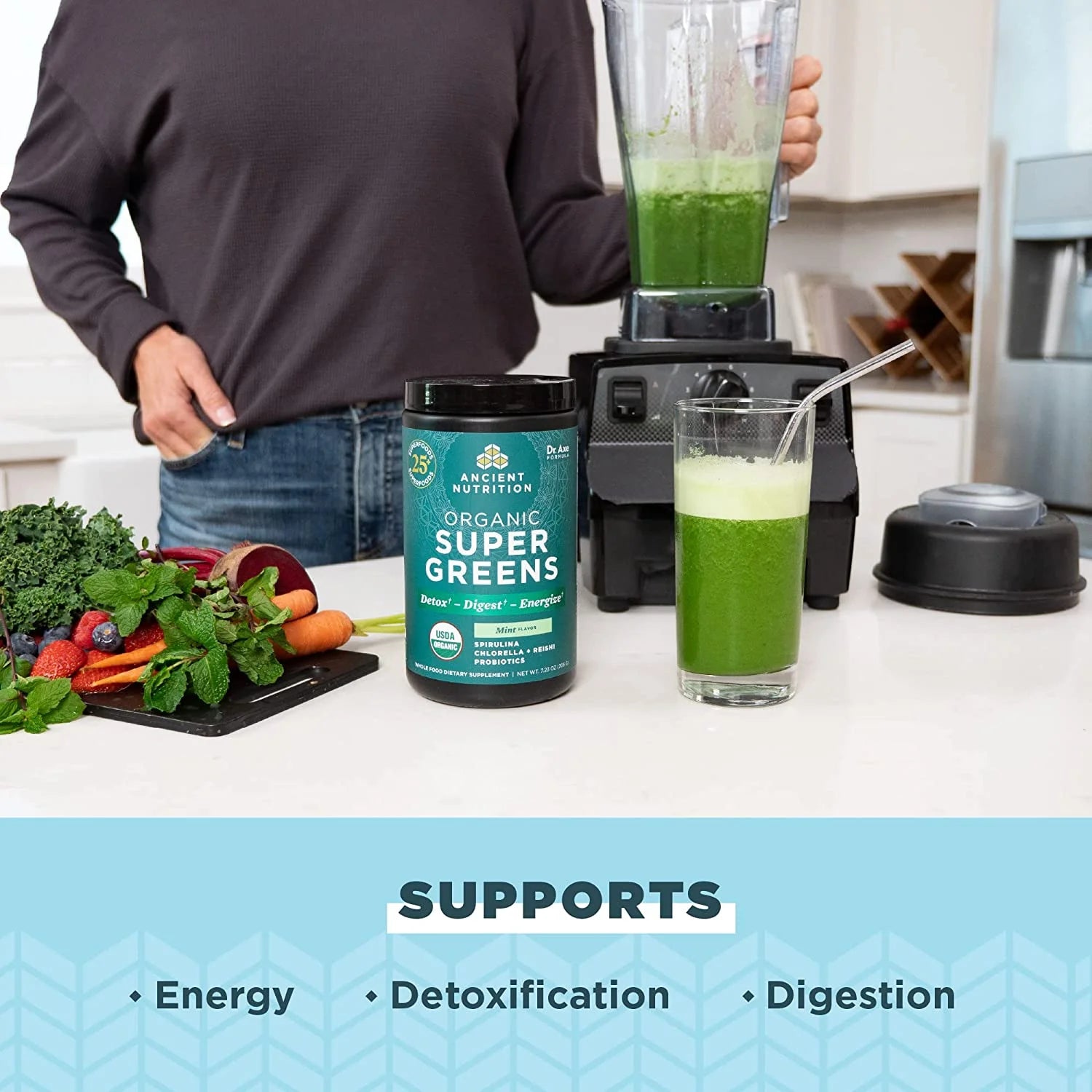 Organic Super Greens, Mint, 7.23 oz H907312