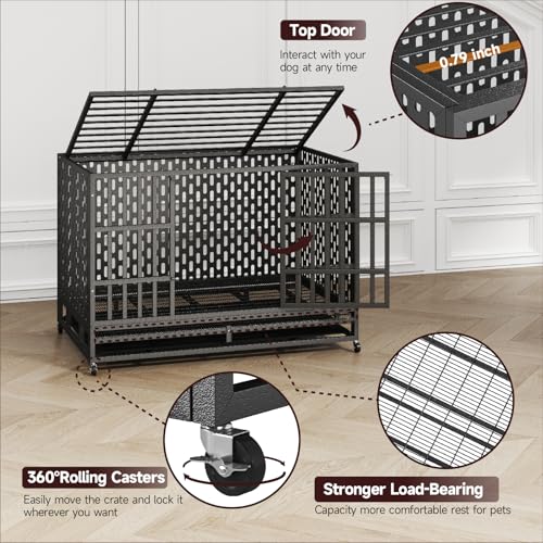 48 Inch Heavy Duty Steel Dog Crate with Removable Tray I44860