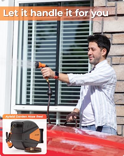 Garden Hose Reel, 1/2 in x 100 ft Wall Mounted, Grey U6303