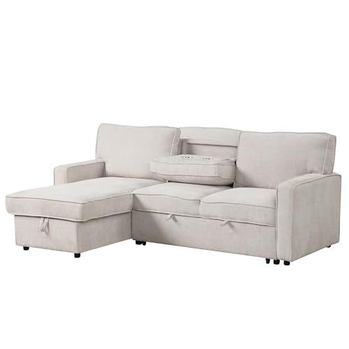 Gray Pull Out Sofa Bed with Storage V93261