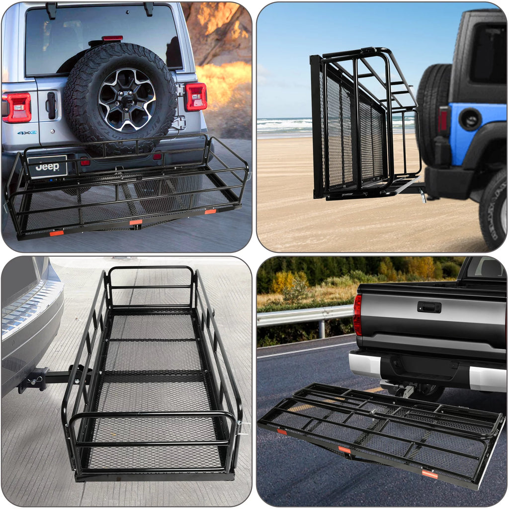 Folding Hitch Mount Cargo Carrier, 500lb Capacity, Fits 2" Receiver T81660