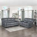 Black Faux Leather Recliner Sofa Set with Console and Cup Holders I797
