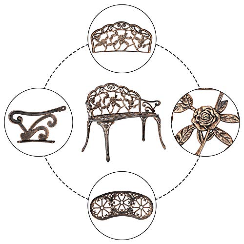 Bronze Metal Rose Bench for 2 Person Seat T7345