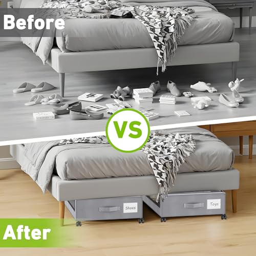 Black 2-Pack XXL 60L Rolling Metal Under Bed Storage Bins with Lids W314419
