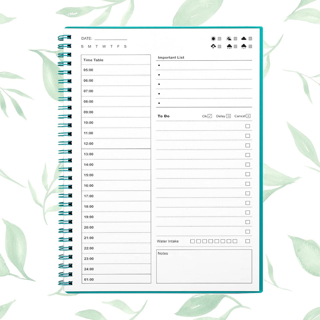 Green 5.2"x7.5" Undated Daily Planner H90238