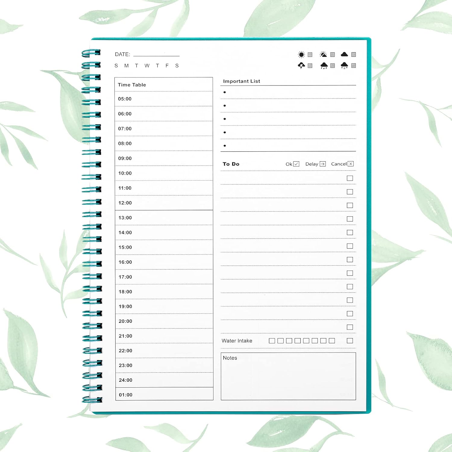 Green 5.2"x7.5" Undated Daily Planner H90238
