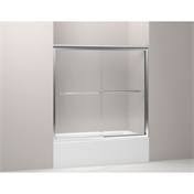 Bright Polished Silver Frameless Bypass Bath Door E823