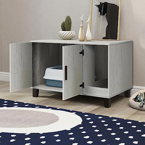 Pine Wooden Cat Litter Box Enclosure Y56670