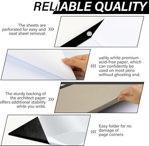 2 Pads Large Engineering Graph Paper 22x17 inch 1/4inch Quad Grid S915