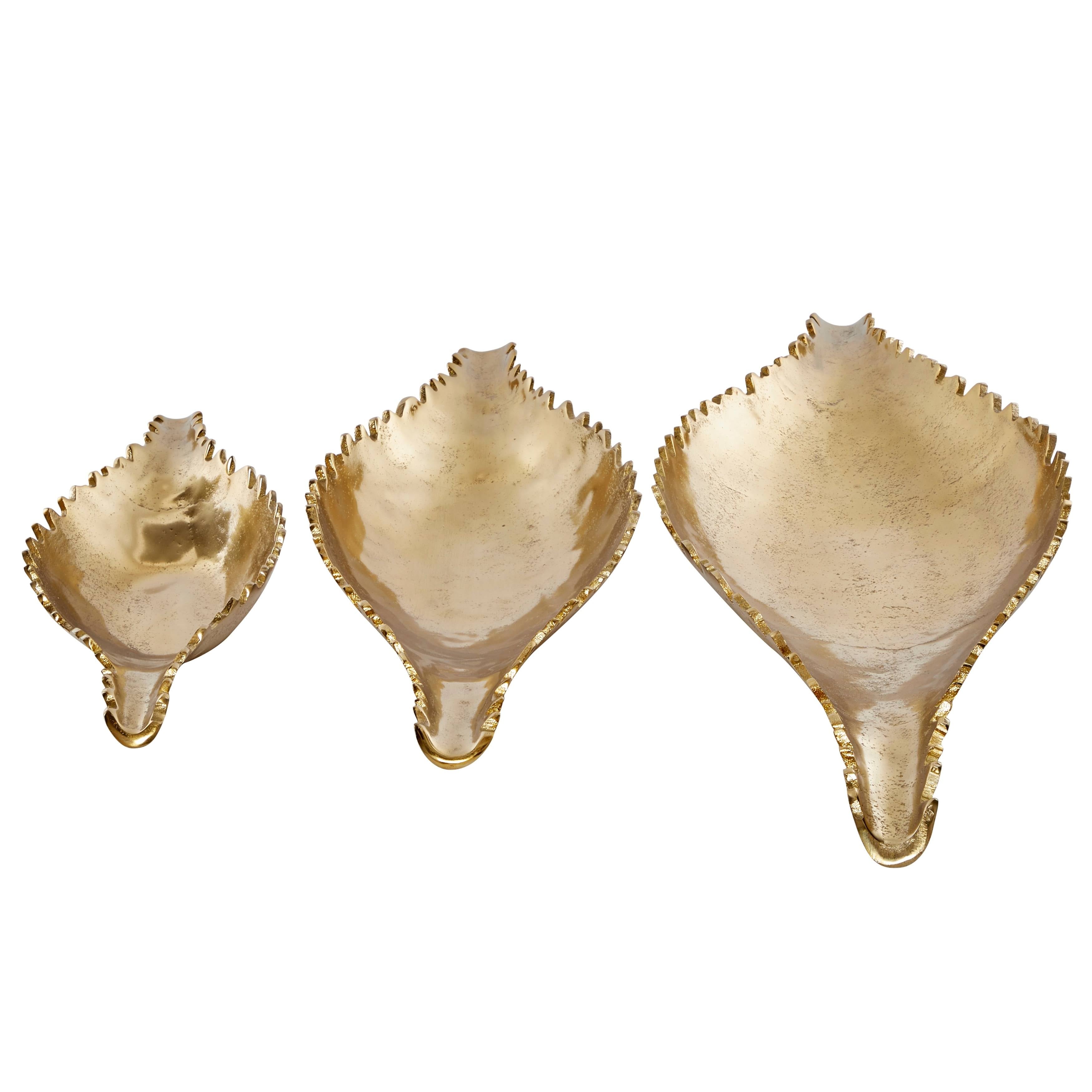 Large Metallic Gold Metal Boat Trays, Set of 3 U7878
