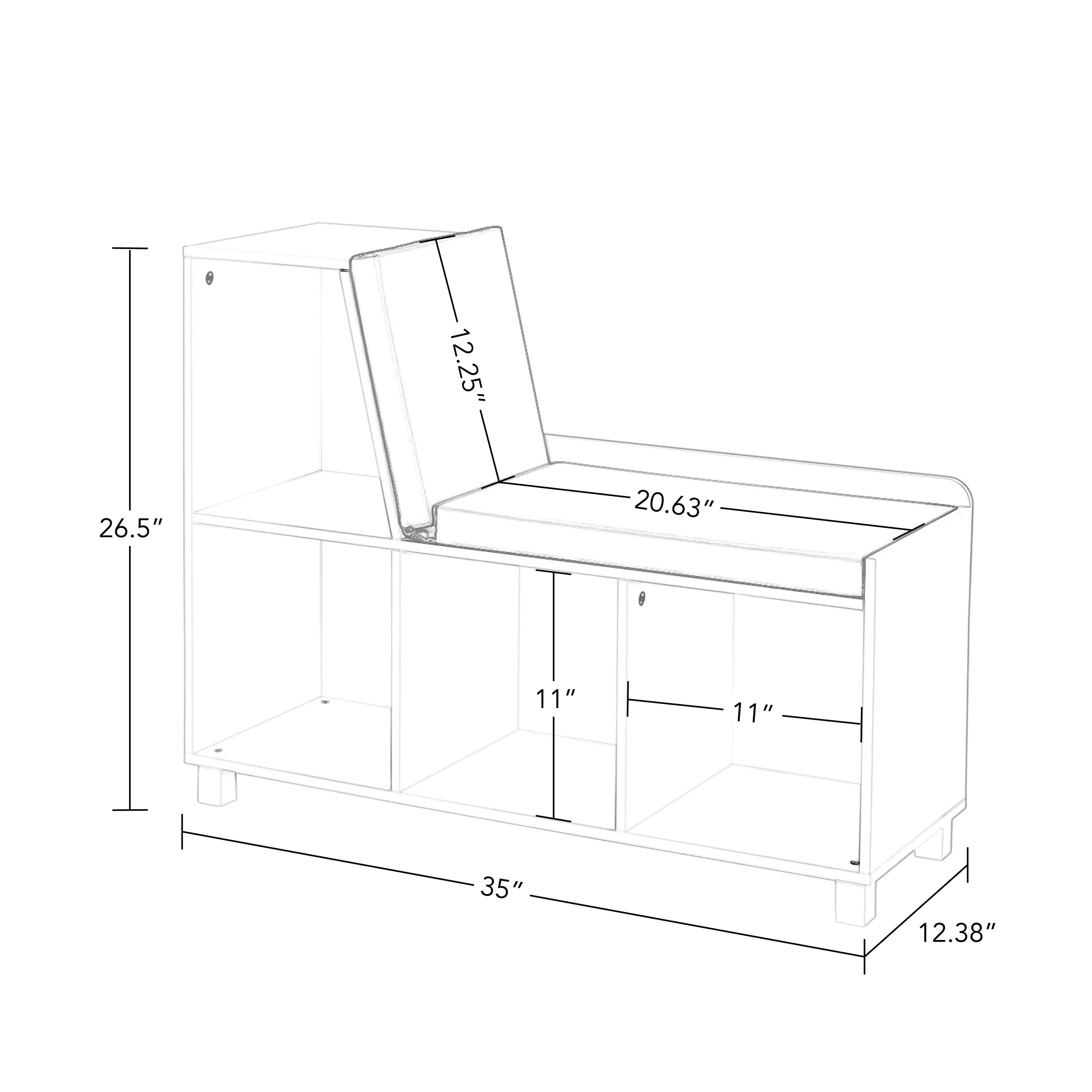 Gray Kids Storage Bench with Cubbies and 2pc Bin O8110