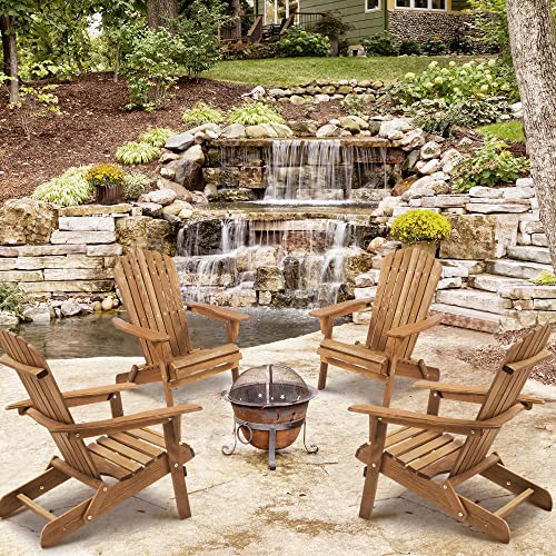 Gray Wooden Folding Adirondack Chairs Set of 2 J137752