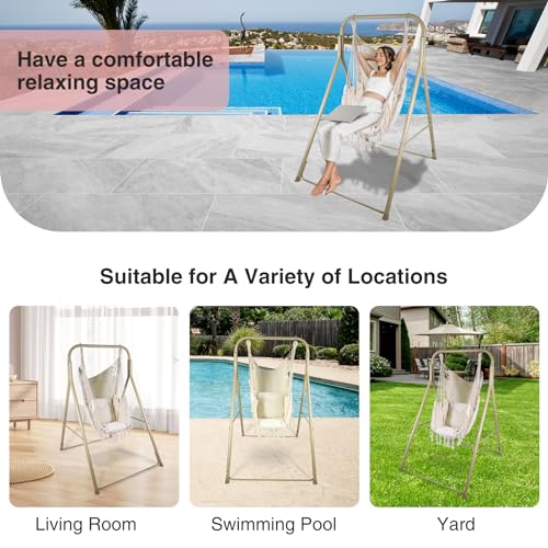 Hammock Chair Stand with Hanging Swing Chair, Heavy Duty Steel, Max Load 330 Lbs D996866