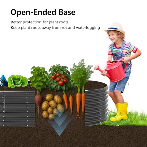 8x4x2ft Galvanized Raised Garden Beds Oval Planter Boxes V228740