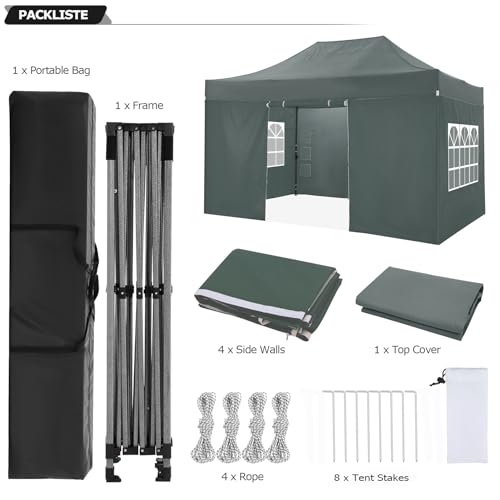 10x20 Heavy Duty Pop up Canopy with 6 sidewalls, Waterproof Outdoor Tent F45217