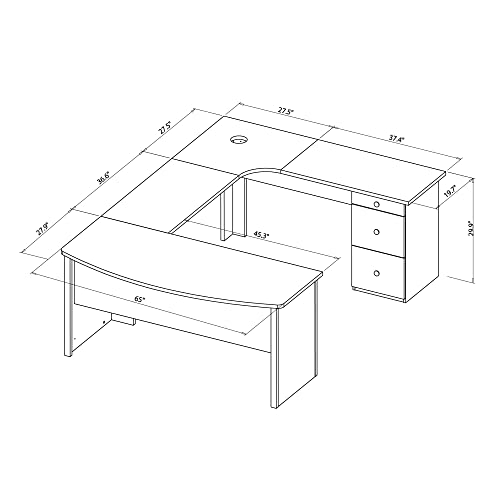 Walnut U-Shaped Executive Desk Z636