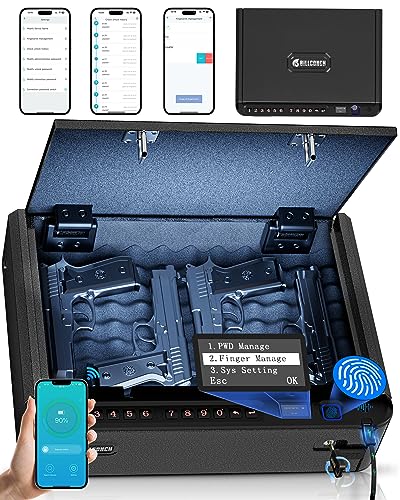 Biometric Gun Safe 4 Ways Quick Access Fingerprint Digital Keypad Key APP Lock Handgun Pistol Safe S3819
