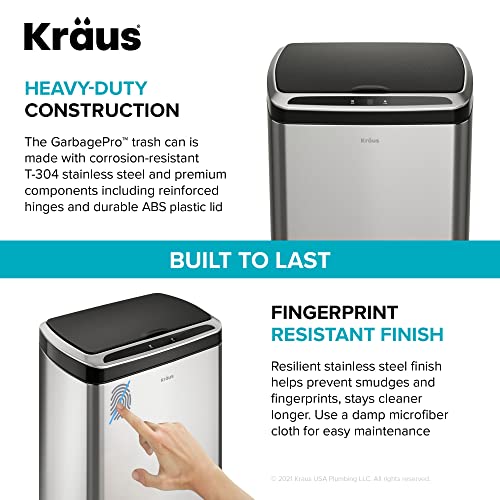 Rectangular 13 Gallon Hands-Free Motion Sensor Trash Can V96420