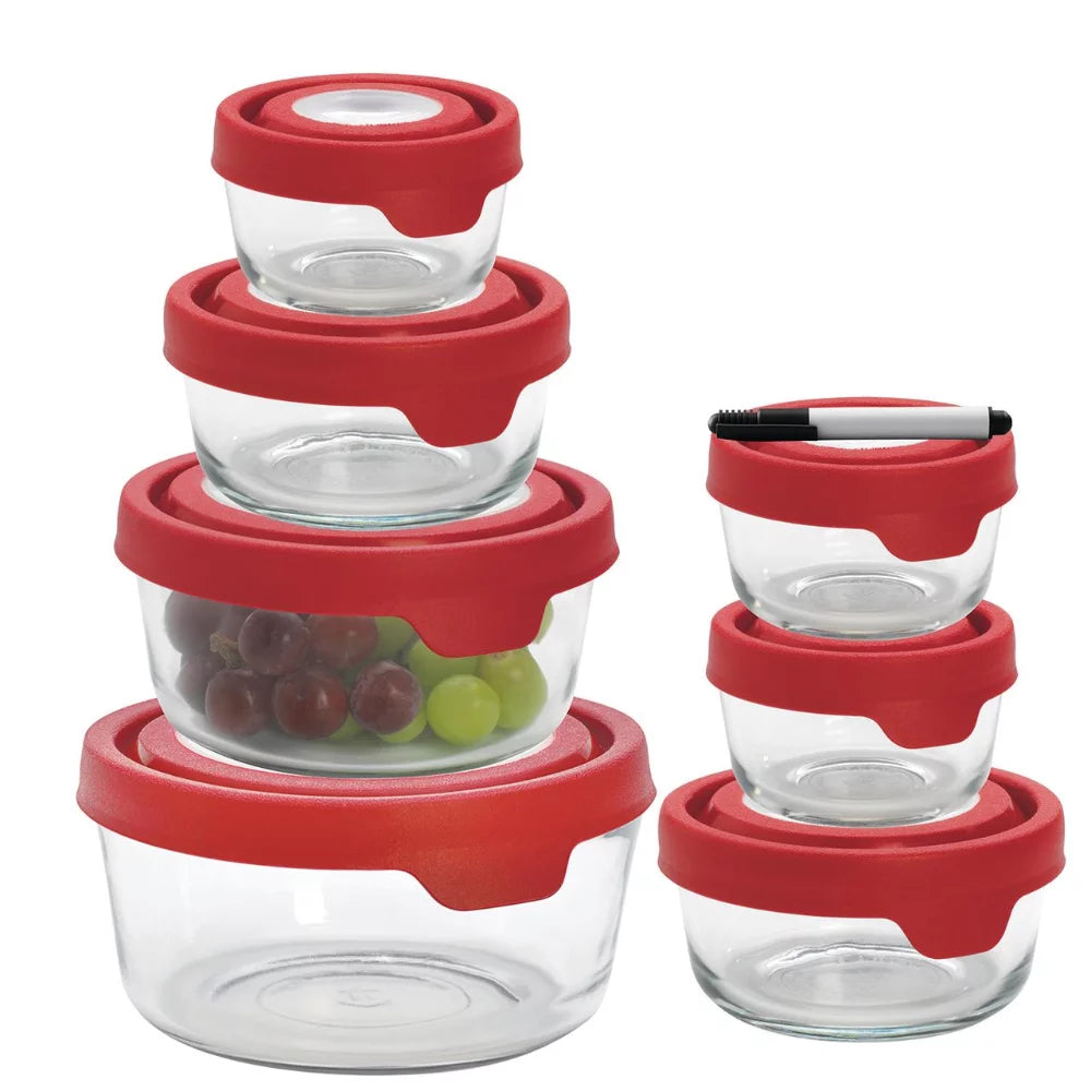 15 Piece Clear Glass Food Storage Containers W4744