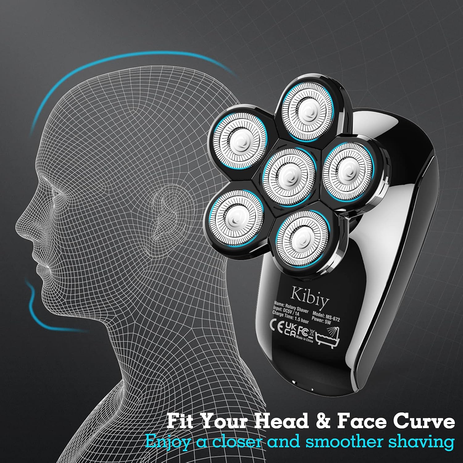 Black 5-in-1 Electric Head Shaver Pack of 2 Z8688